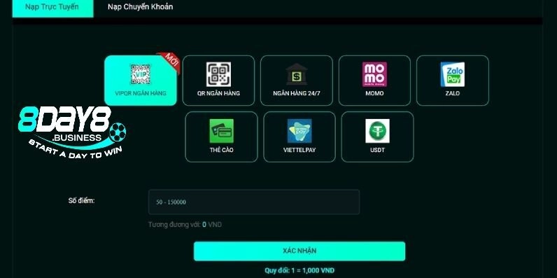 8day hỗ trợ nhiều cách thức thanh toán an toàn